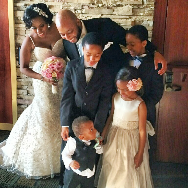 Bride and Groom with their children