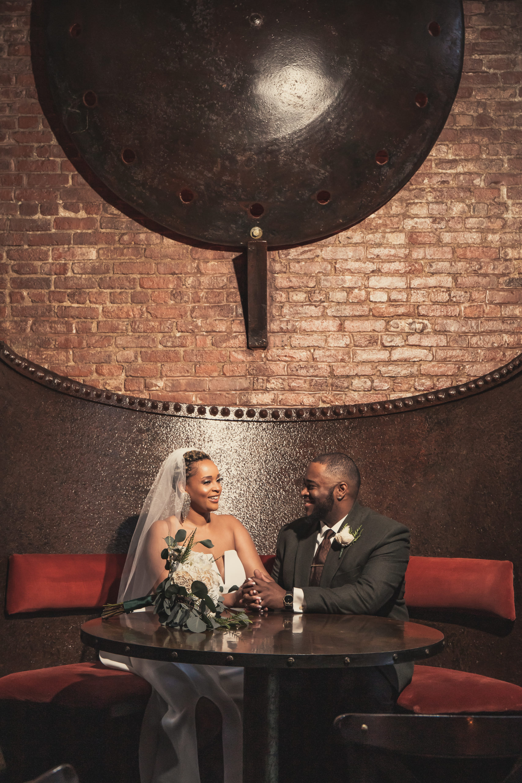 Black Couple, First Look, Wedding Day Nerves, Newlyweds, MyMoon Restaurant, Brooklyn, New York